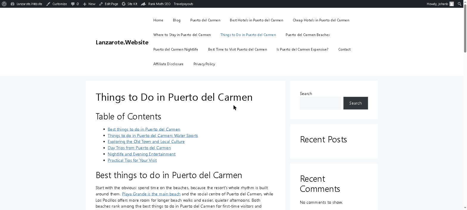 where to stay in Puerto del Carmen - hotels and apartments along the seafront promenade